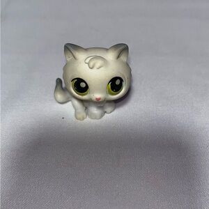 Vintage Littlest Pet Shop #100 White Kitten Green Eyes Authentic LPS